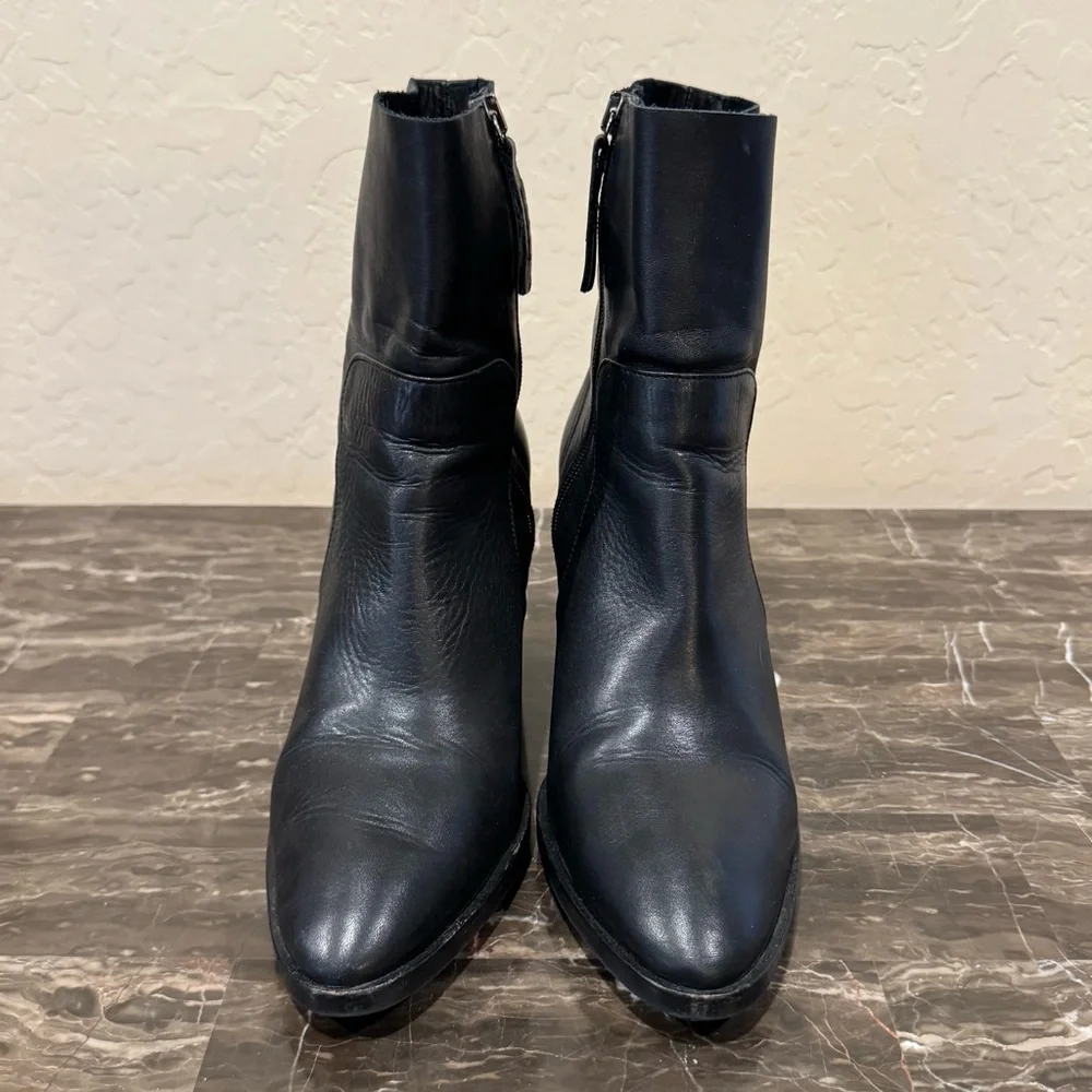 Topshop Black Leather Heeled Ankle Boots - Picture 6 of 12